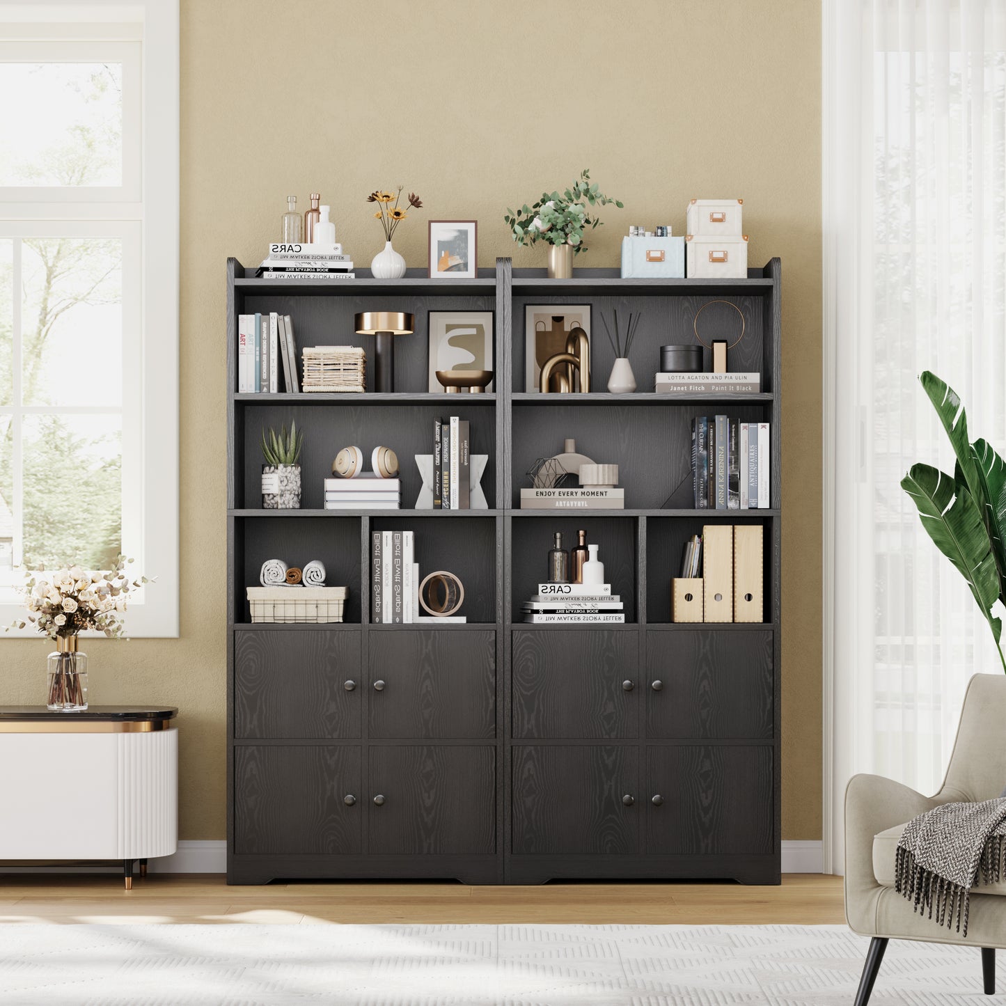 Bookshelf with 4 Door Cabinet