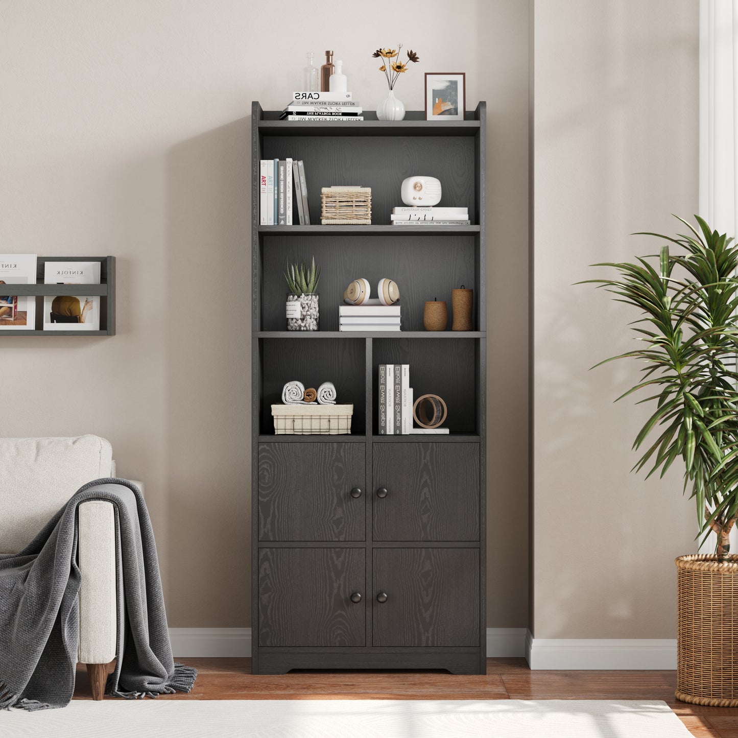 Bookshelf with 4 Door Cabinet