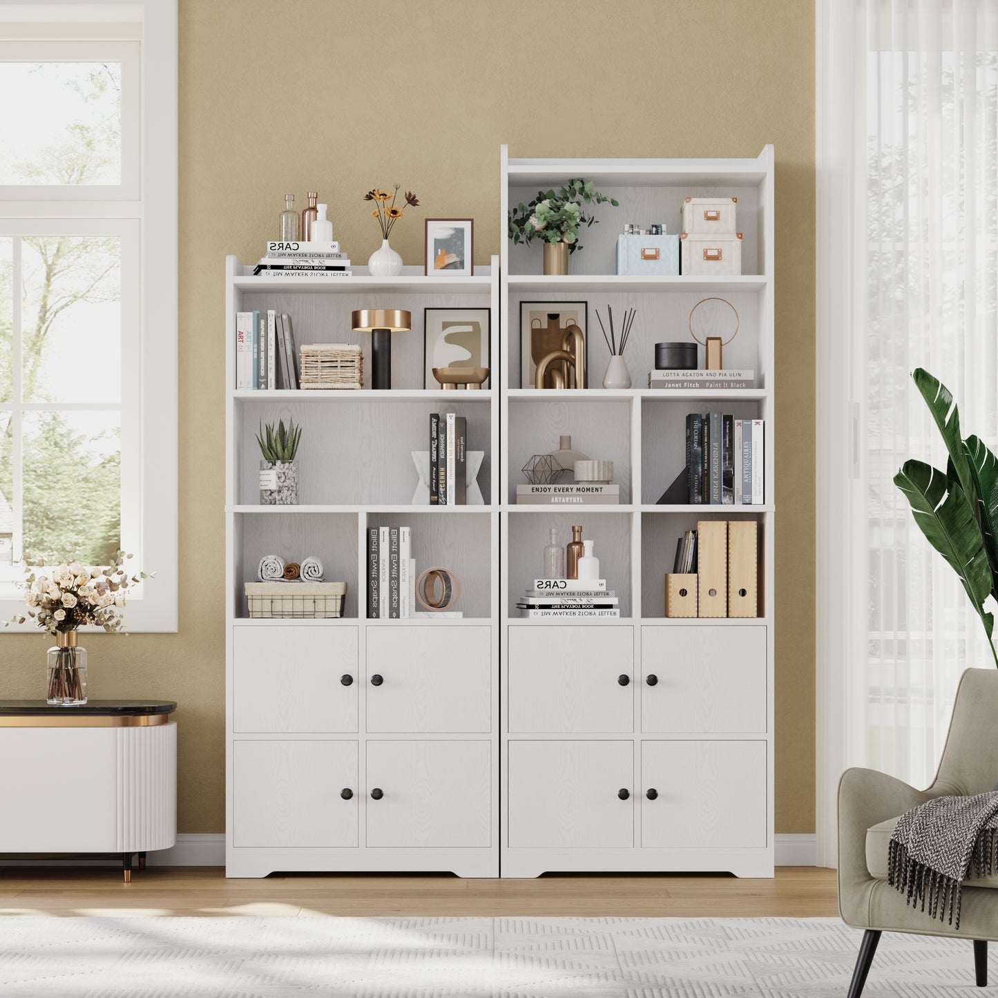 Bookshelf with 4 Door Cabinet