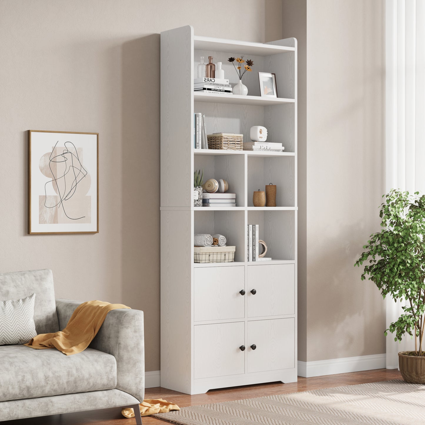 Bookshelf with 4 Door Cabinet