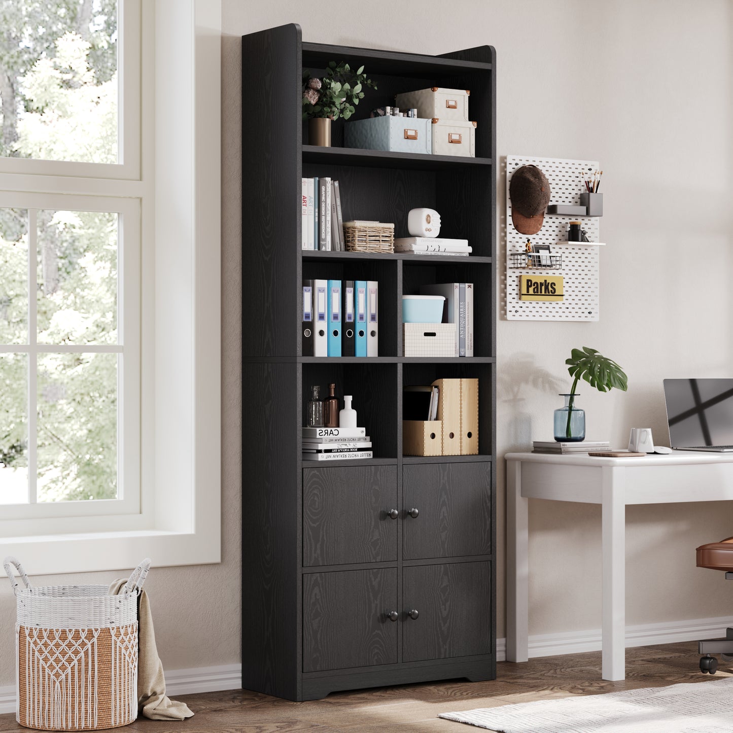 Bookshelf with 4 Door Cabinet