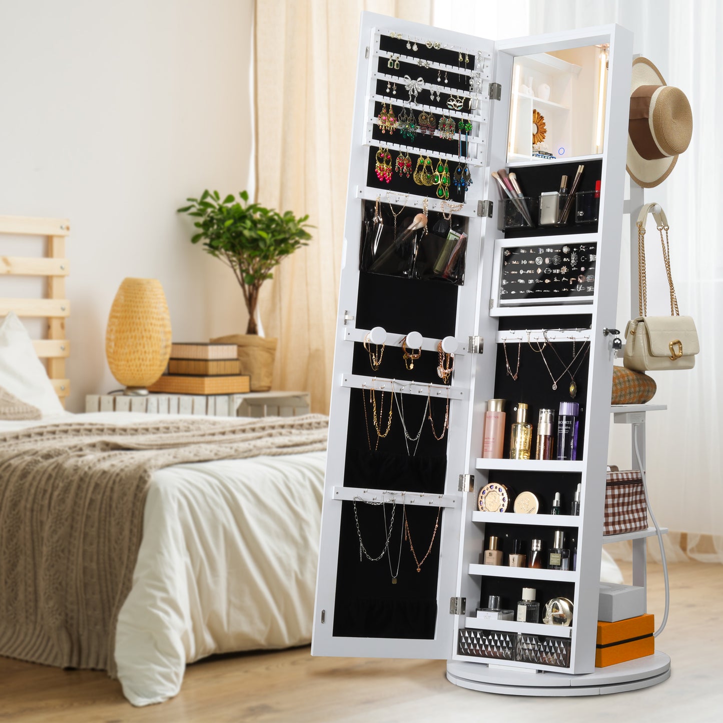 360° schwenkbarer verspiegelter Schmuckschrank