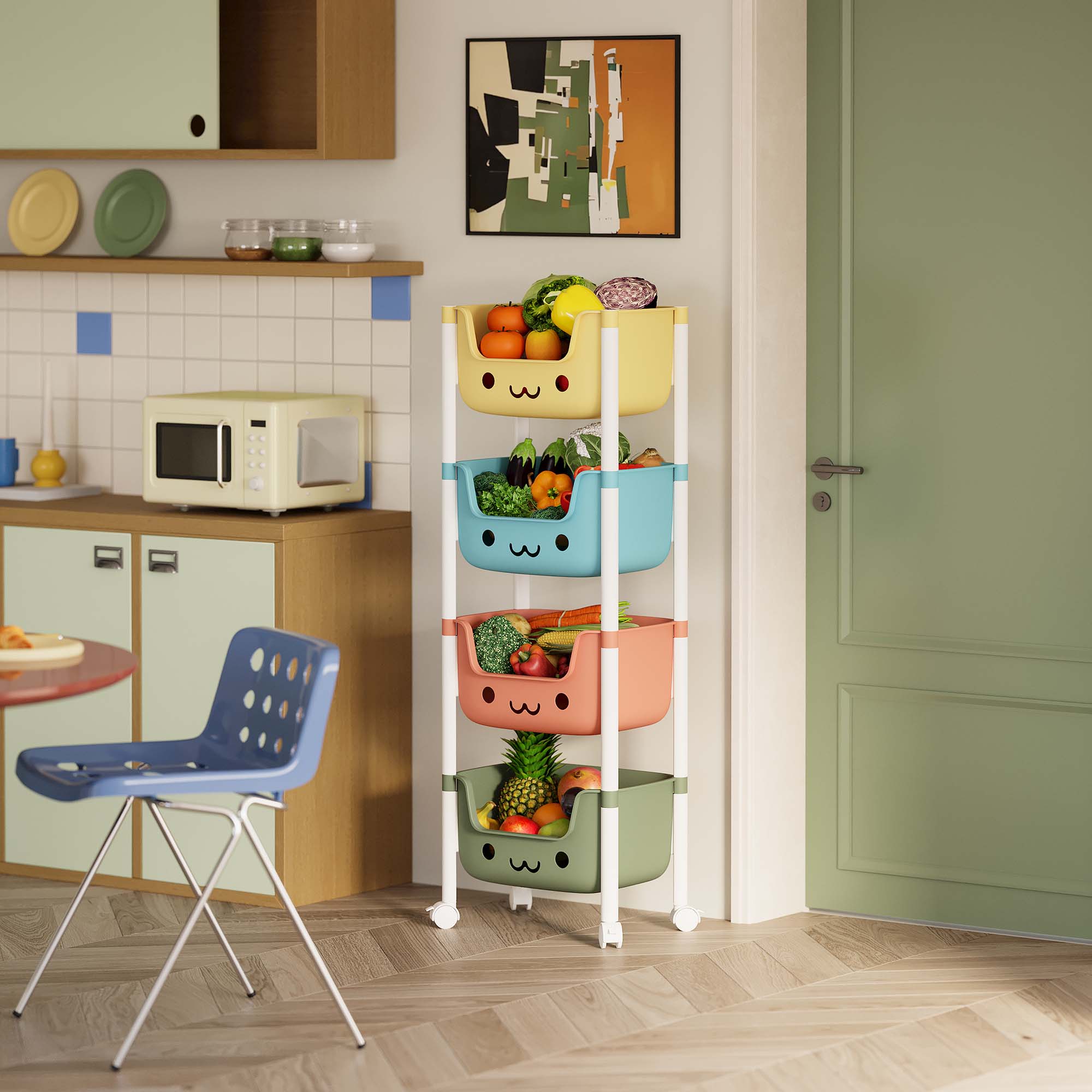 Étagère de rangement multifonctionnelle avec roulettes