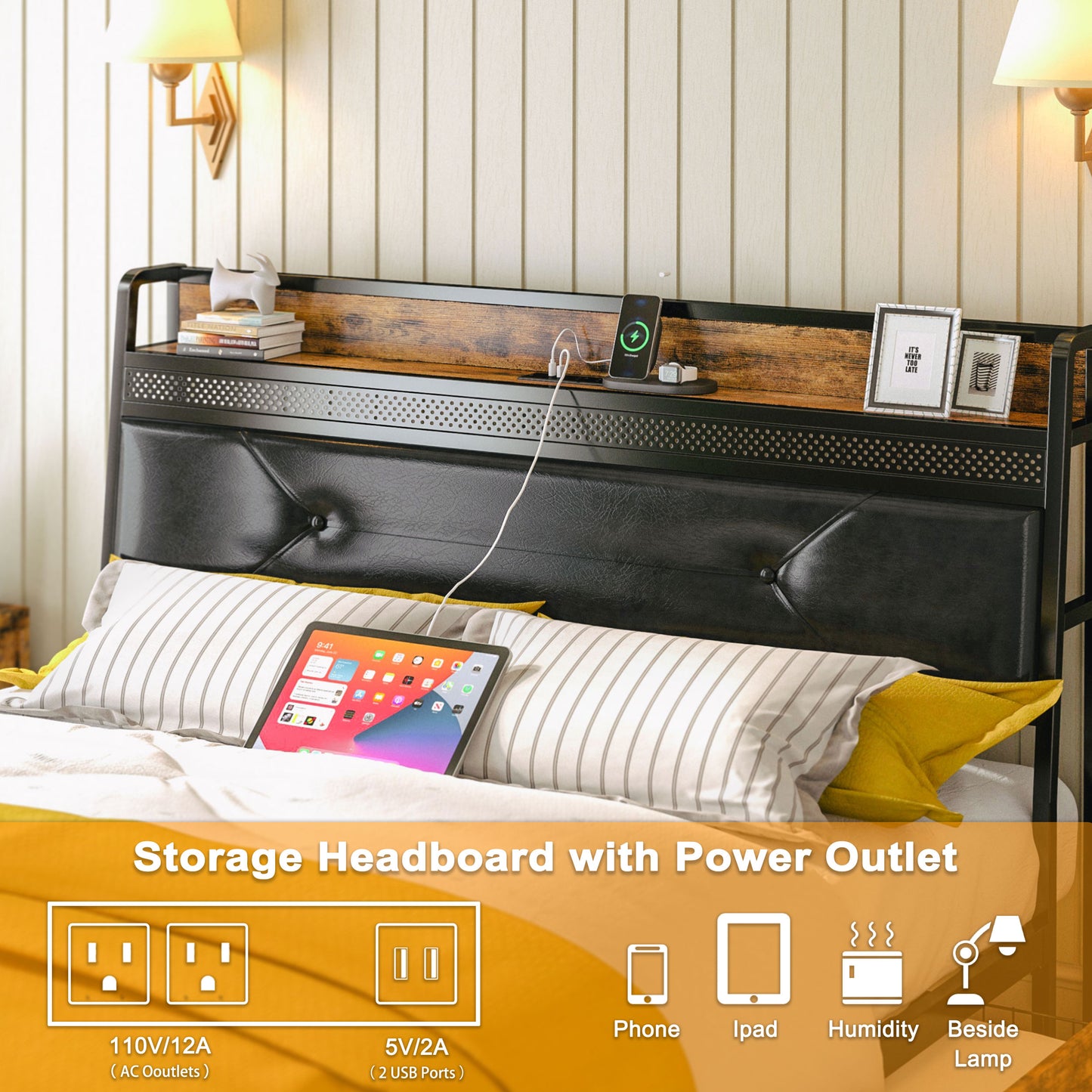 IRONCK LED Bed Frame with 4 Drawers