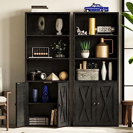 Industrial Bookshelves and Bookcases with Doors 11.8'' Depth