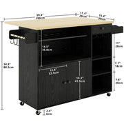 Kitchen Island Cart with Wheels Black