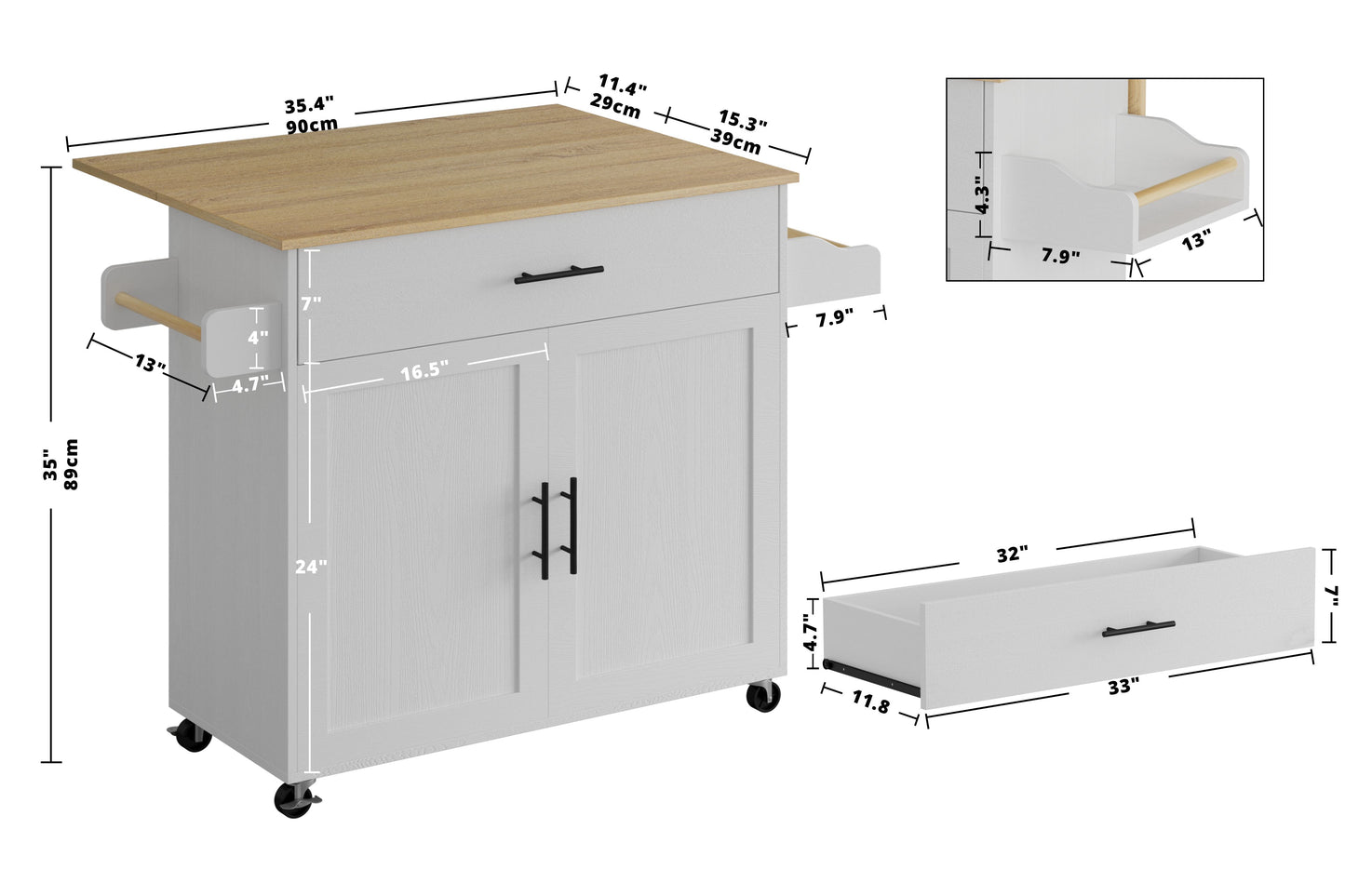 Rolling Kitchen Island on Wheels