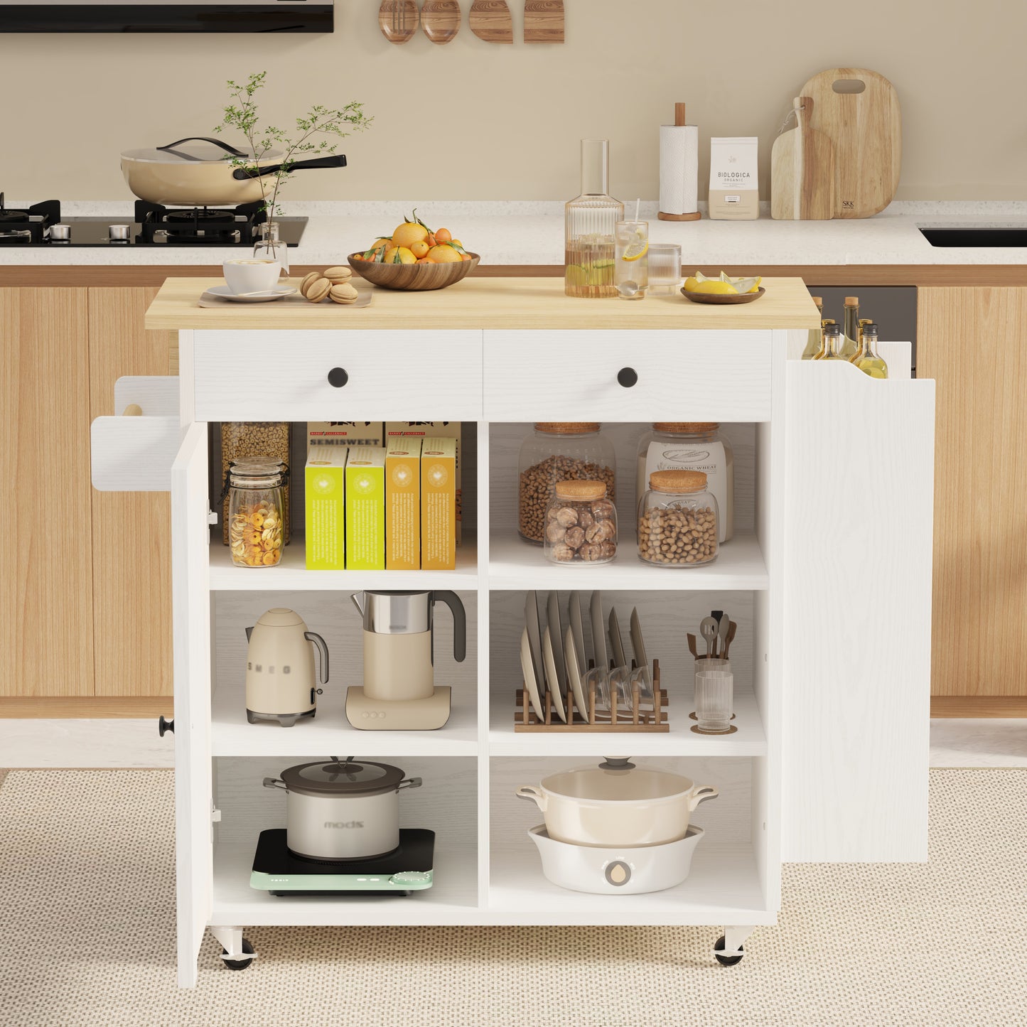 Kitchen Cart with Power Outlet