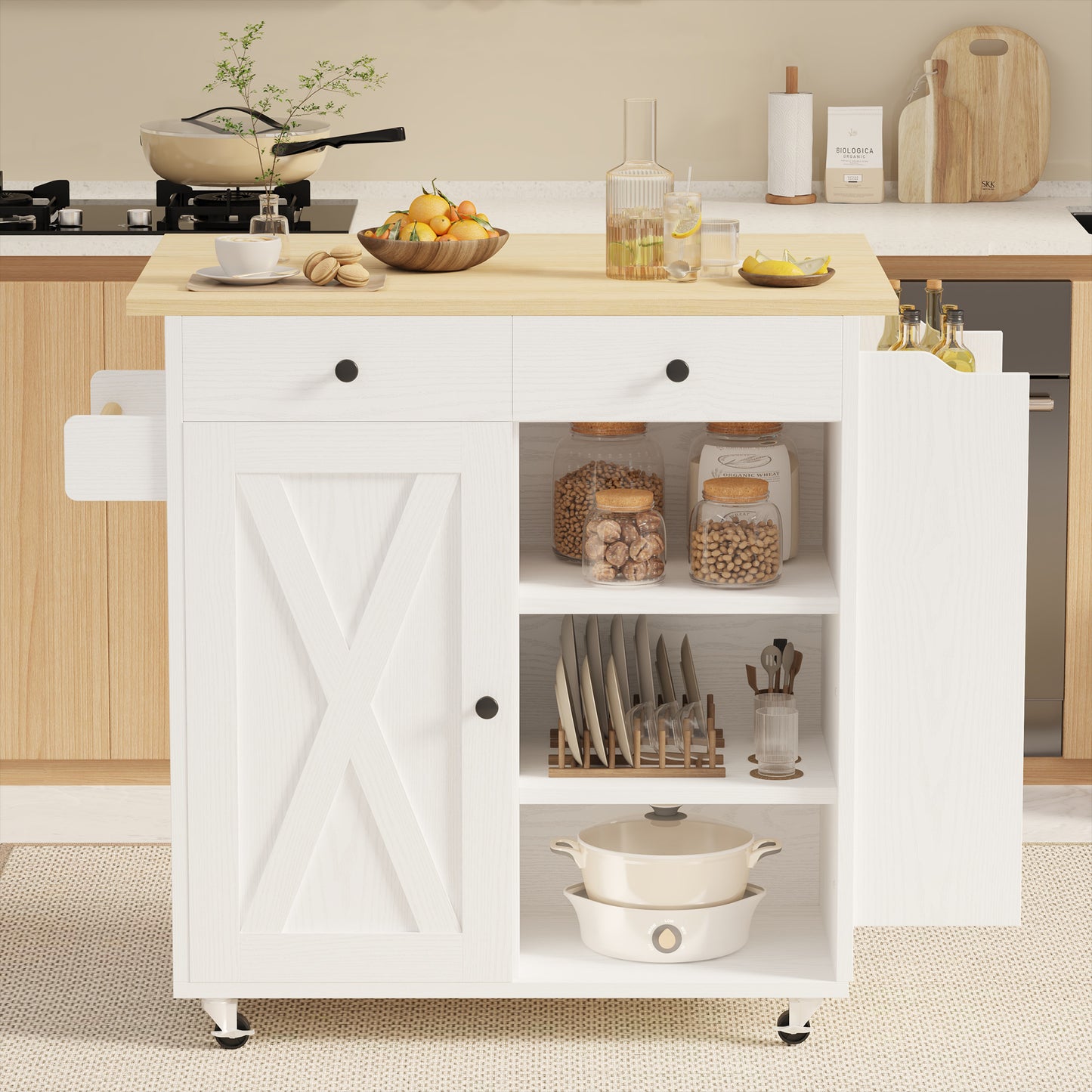 Kitchen Cart with Power Outlet