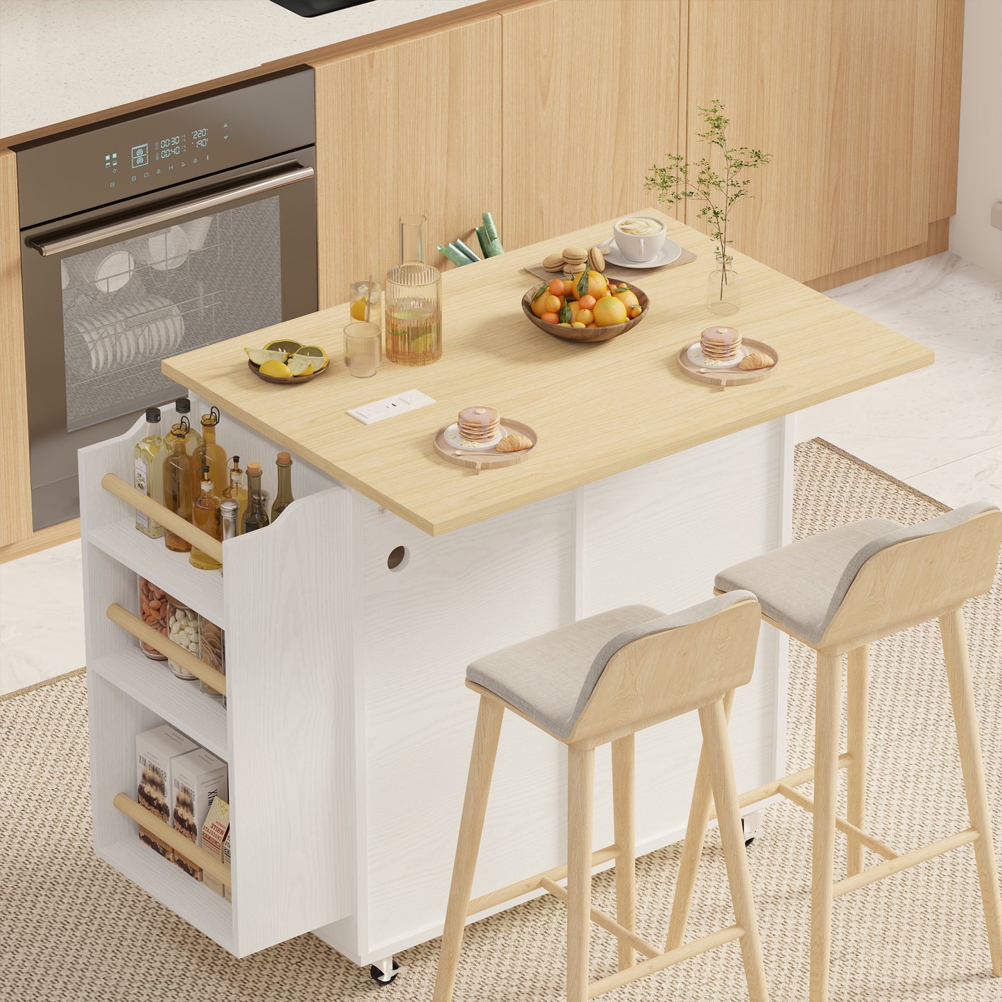Kitchen Cart with Power Outlet