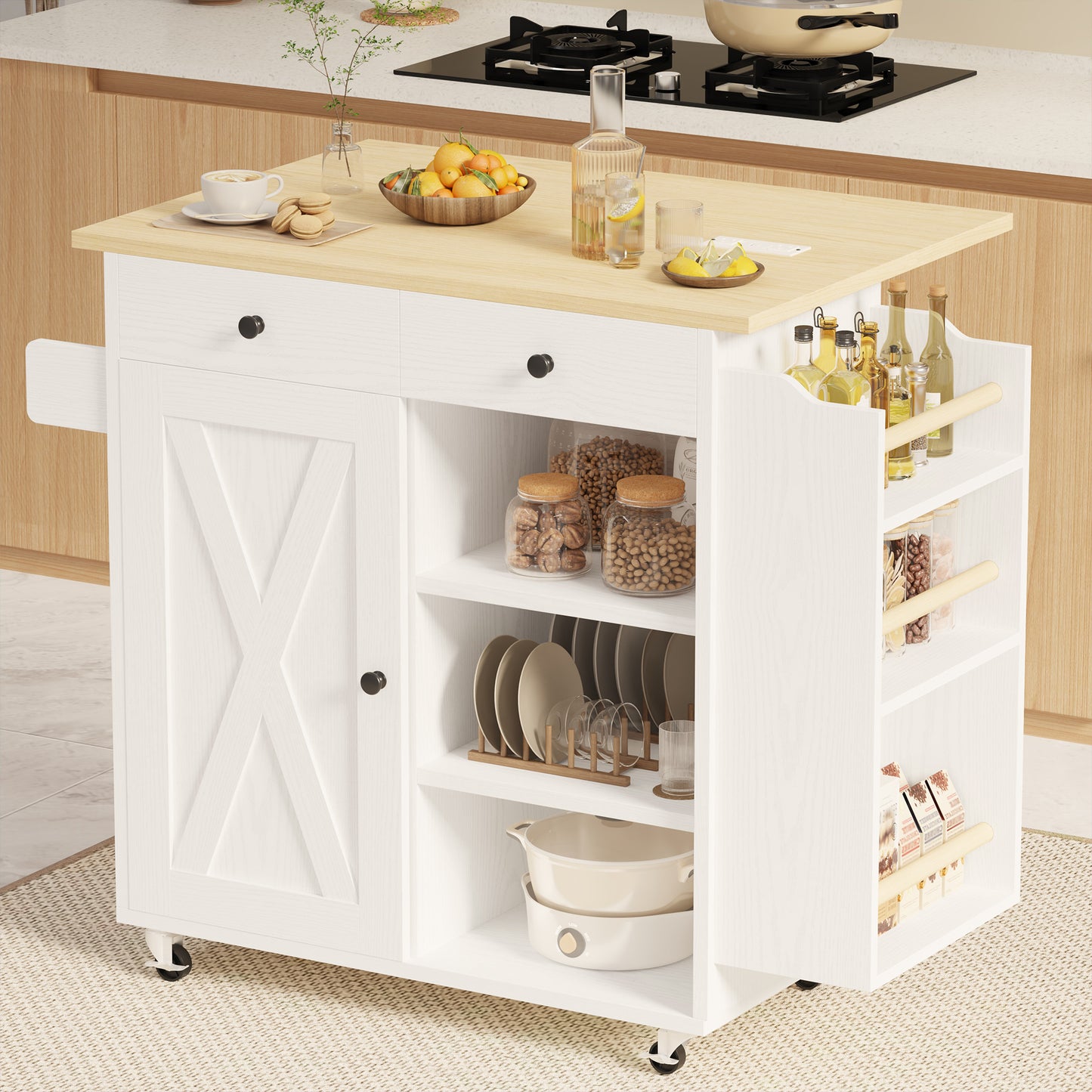 Kitchen Cart with Power Outlet