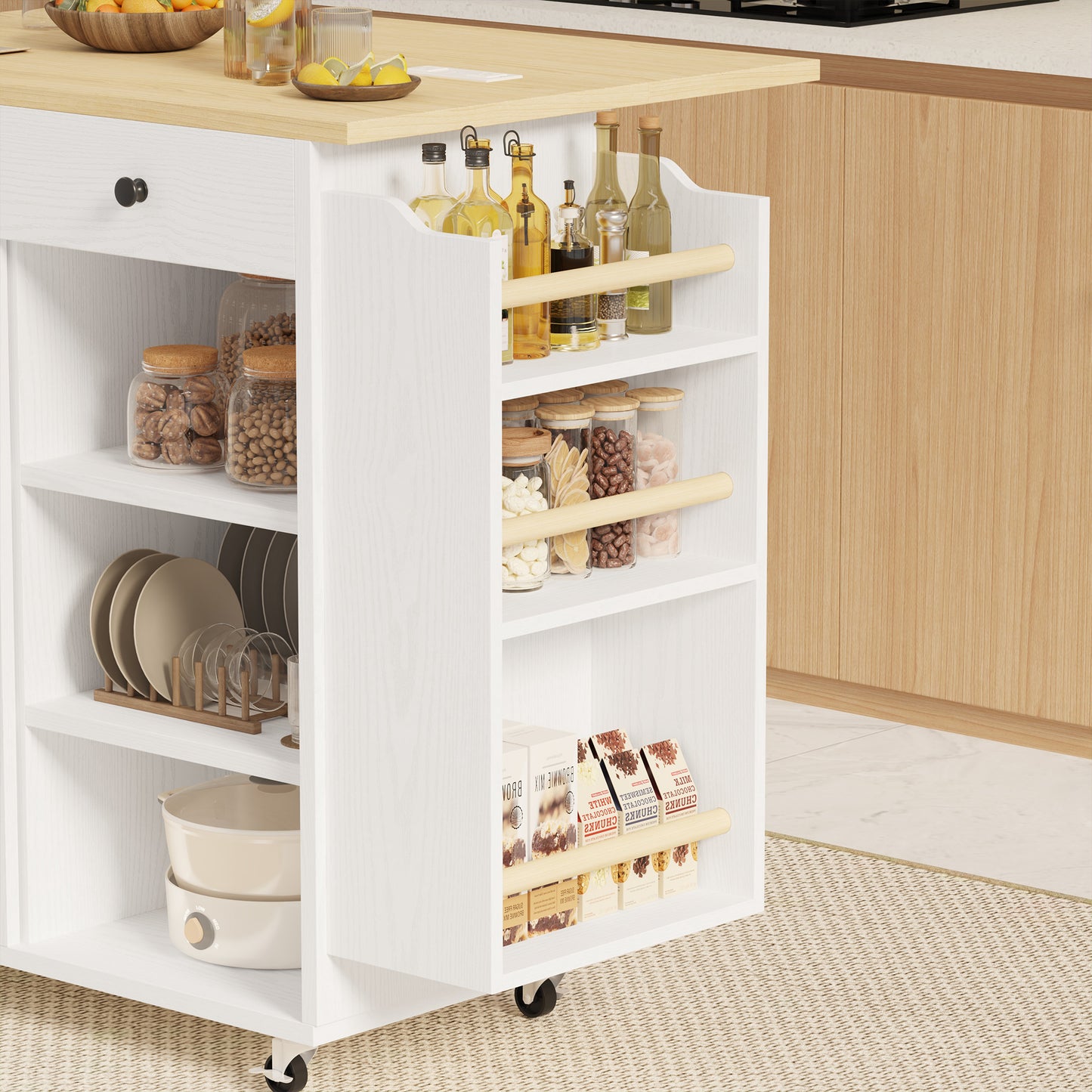 Kitchen Cart with Power Outlet