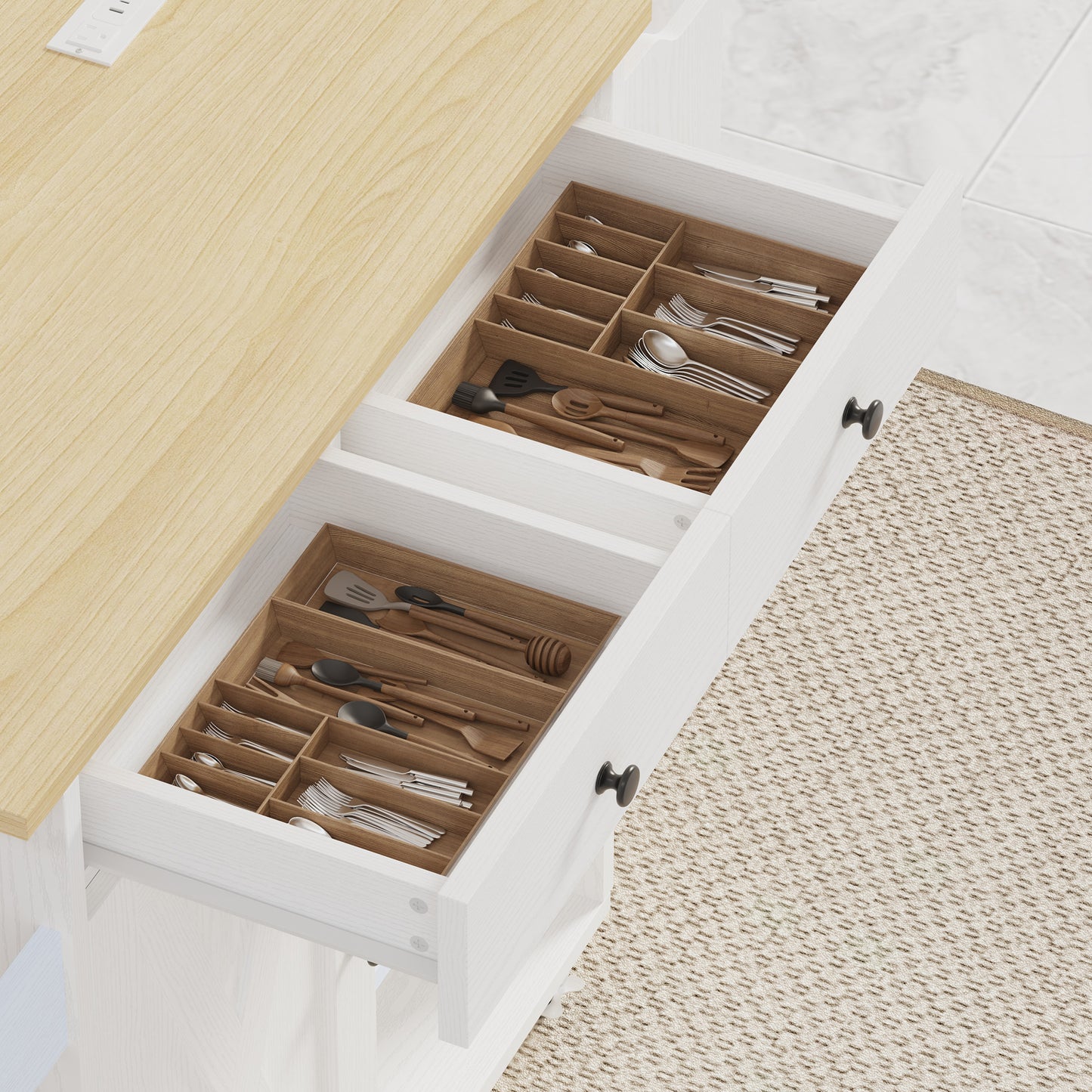Kitchen Cart with Power Outlet