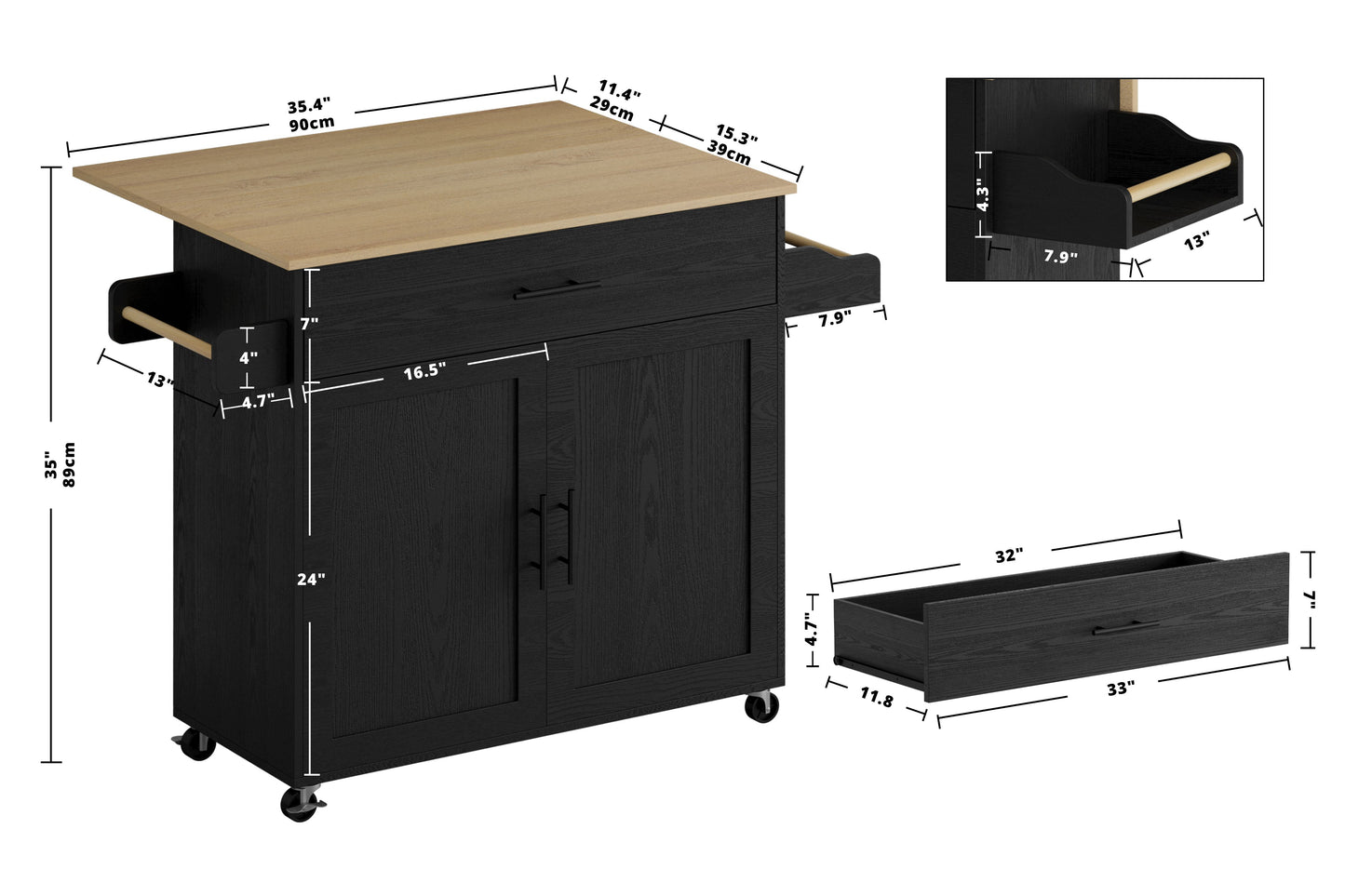 Rolling Kitchen Island on Wheels