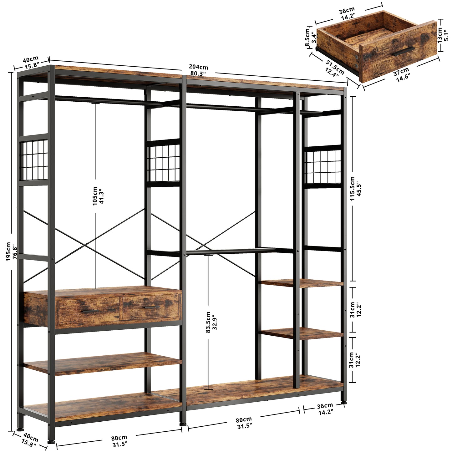 IRONCK L Shaped Coat Rack Corner Closet