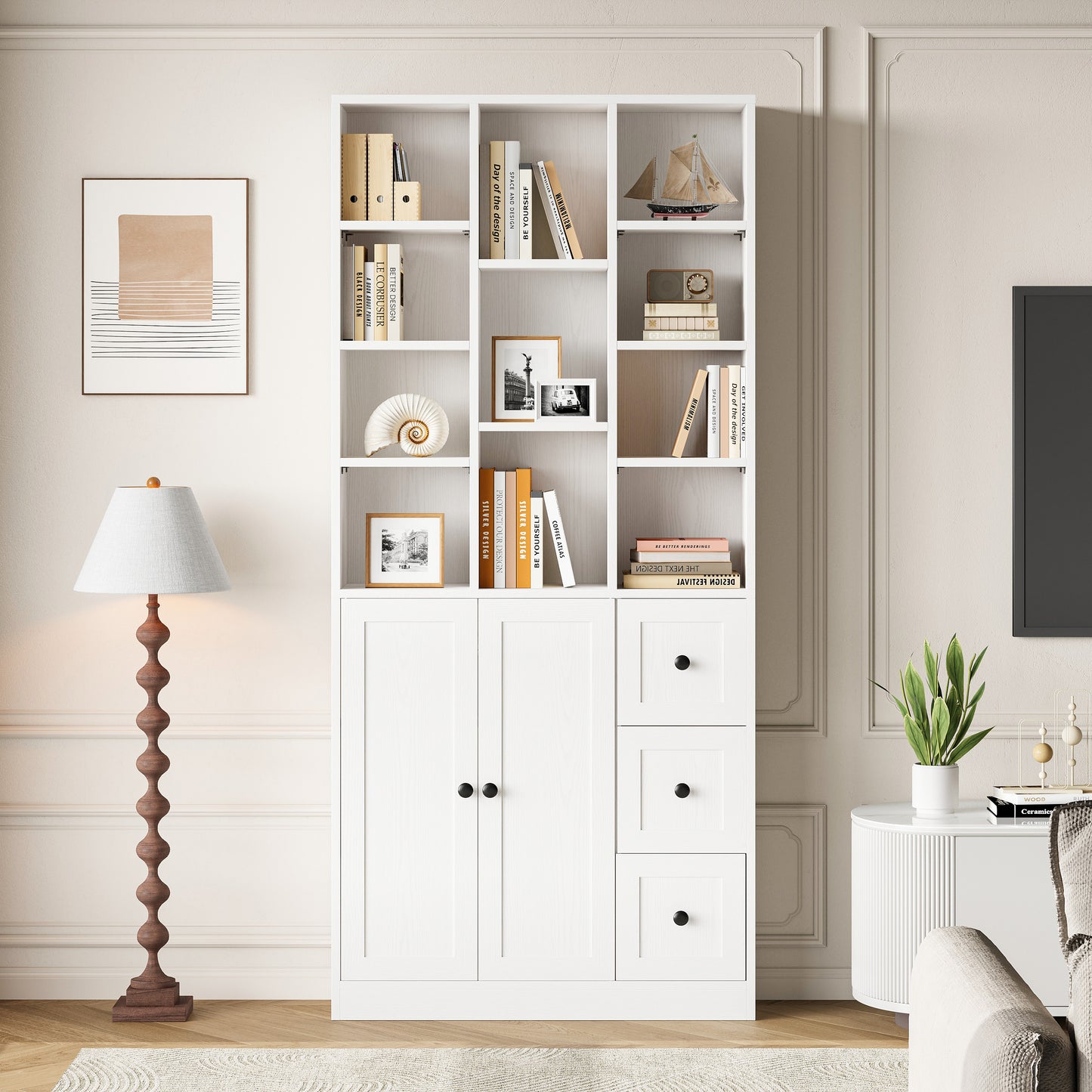 IRONCK 71" Tall Bookcase with 2 Doors