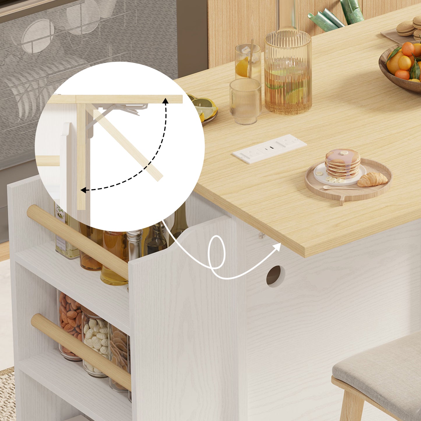 Kitchen Cart with Power Outlet