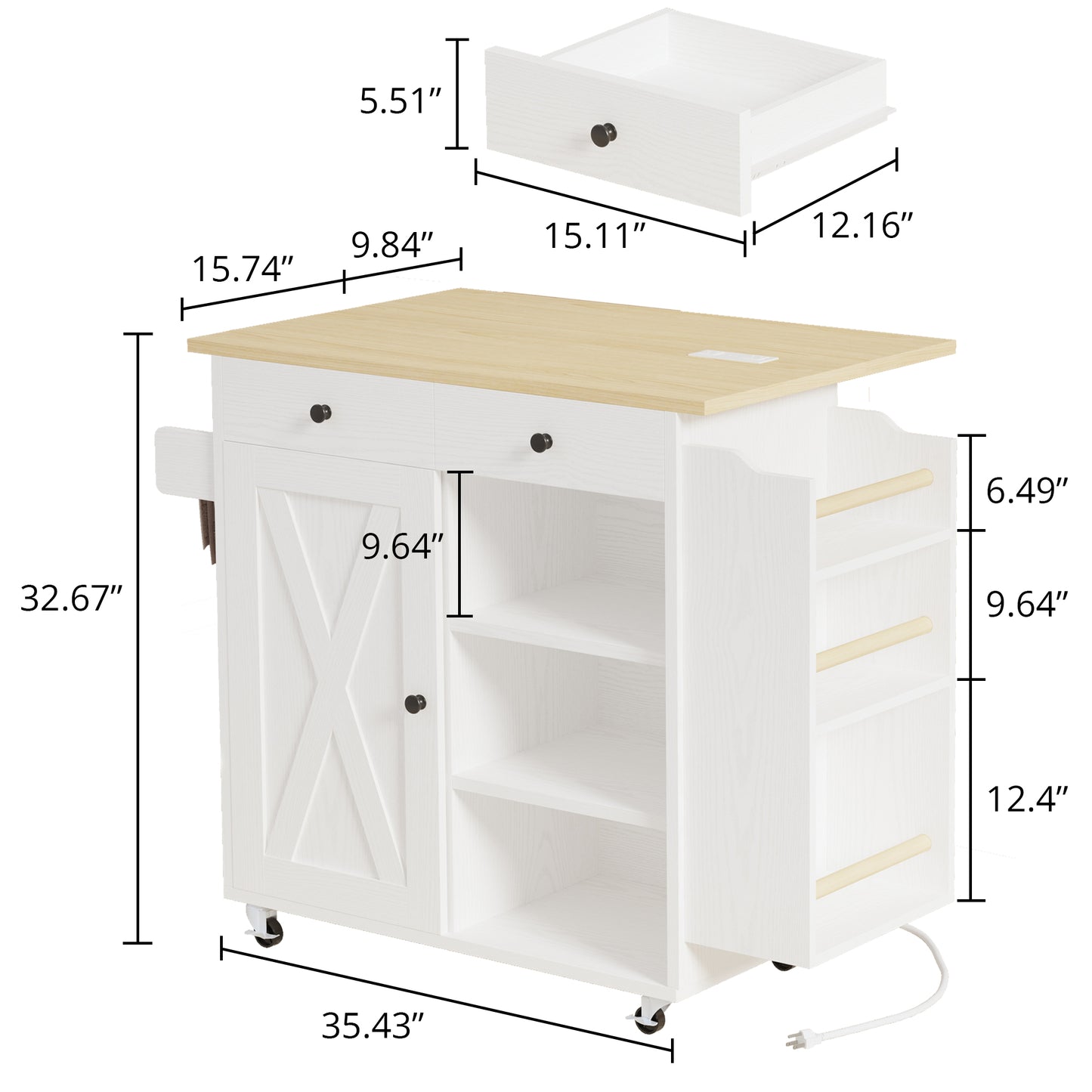 Kitchen Cart with Power Outlet