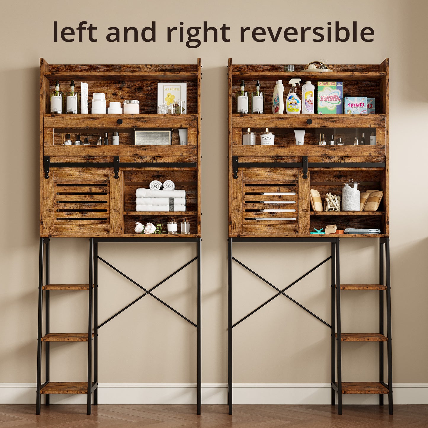 Bathroom Storage with Cabinet Vintage Brown