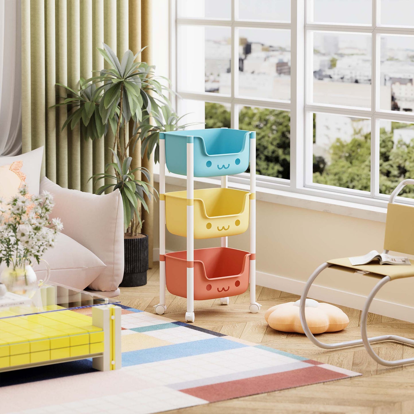 Étagère de rangement multifonctionnelle avec roulettes
