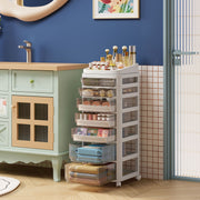 Étagère de rangement multicouche élégante avec tiroirs spacieux, housses de protection anti-poussière, poulies silencieuses amovibles et poulies à roulement fluide, facile à assembler pour une organisation efficace de la maison