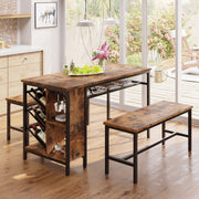 3PC Dining Table Set with 2 Benches
