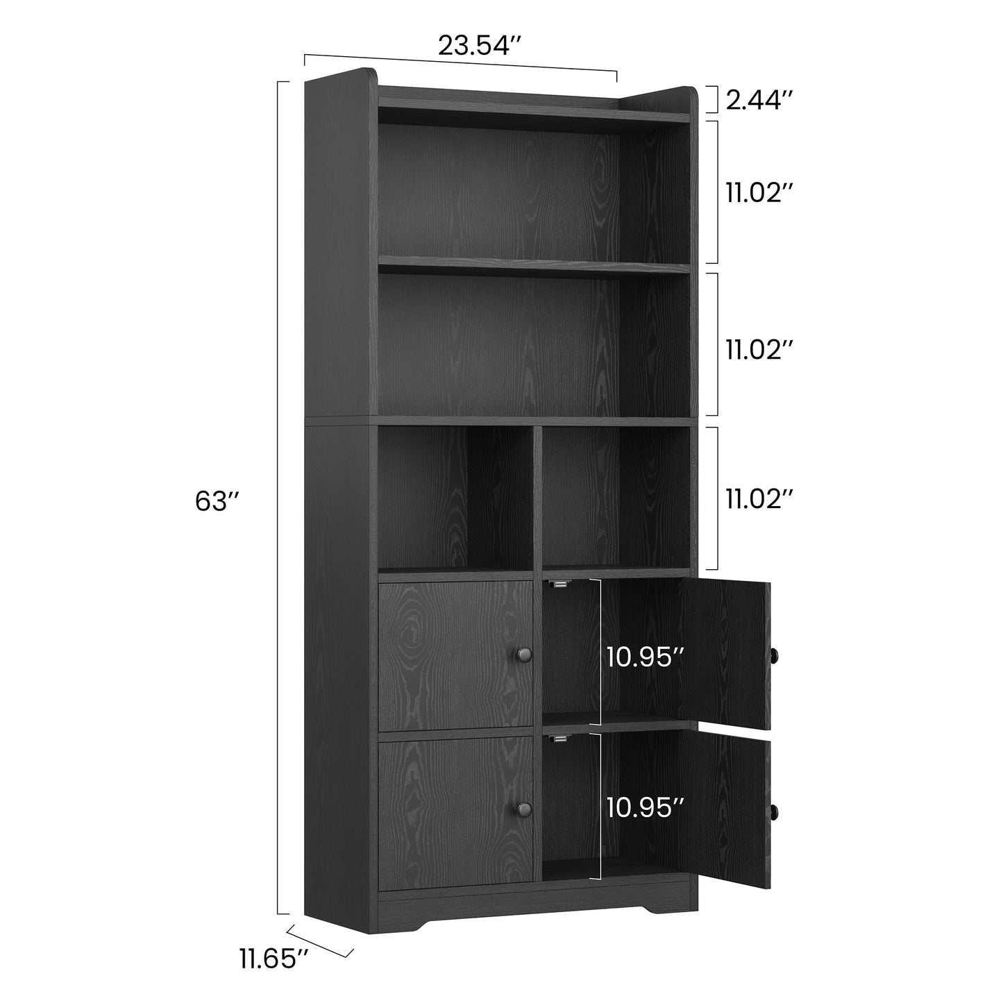 Bookshelf with 4 Door Cabinet