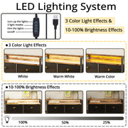 Commode LED avec 8 tiroirs en cuir PU