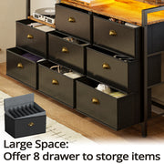 Commode LED avec 8 tiroirs en cuir PU