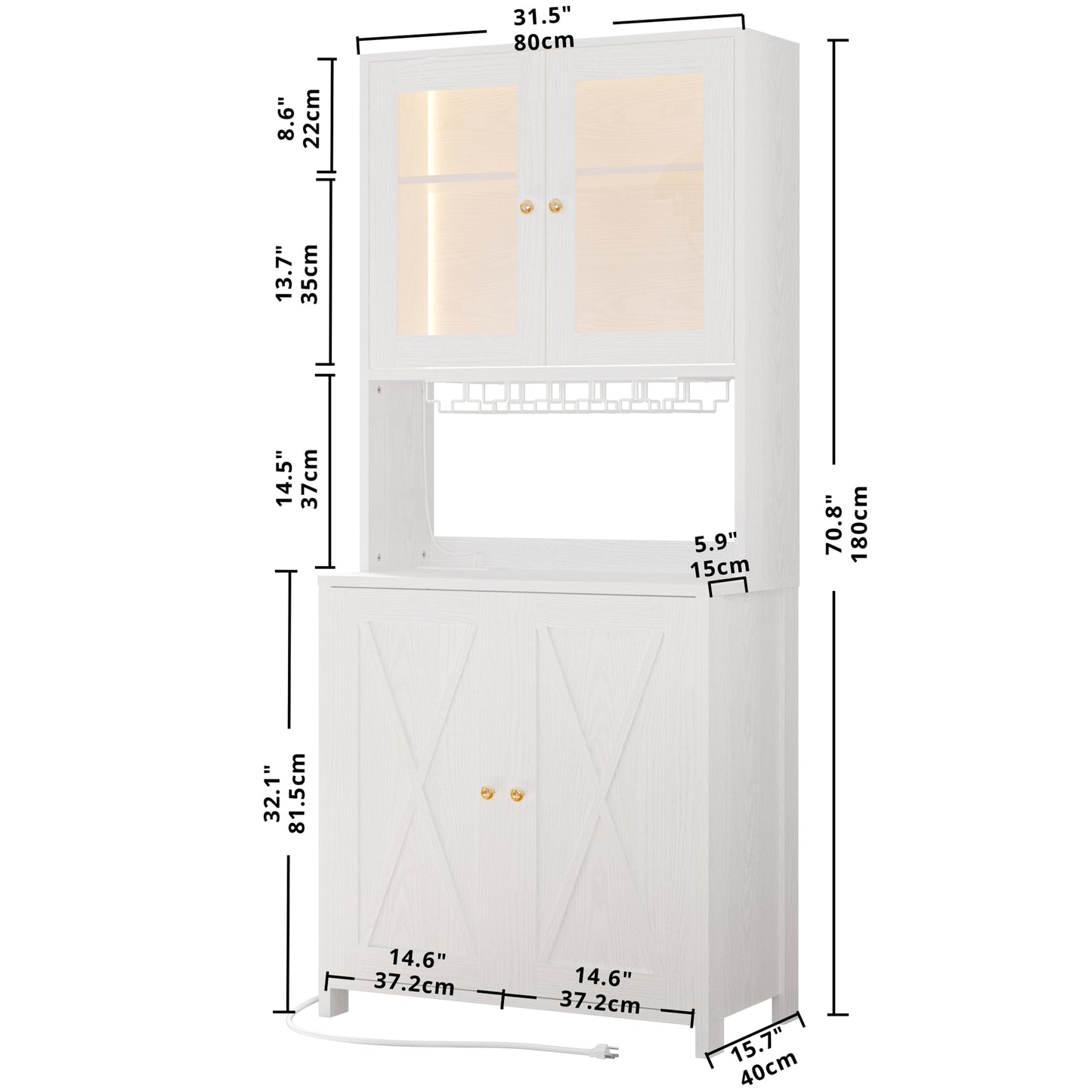 Meubles de bar de 71 po avec éclairage LED