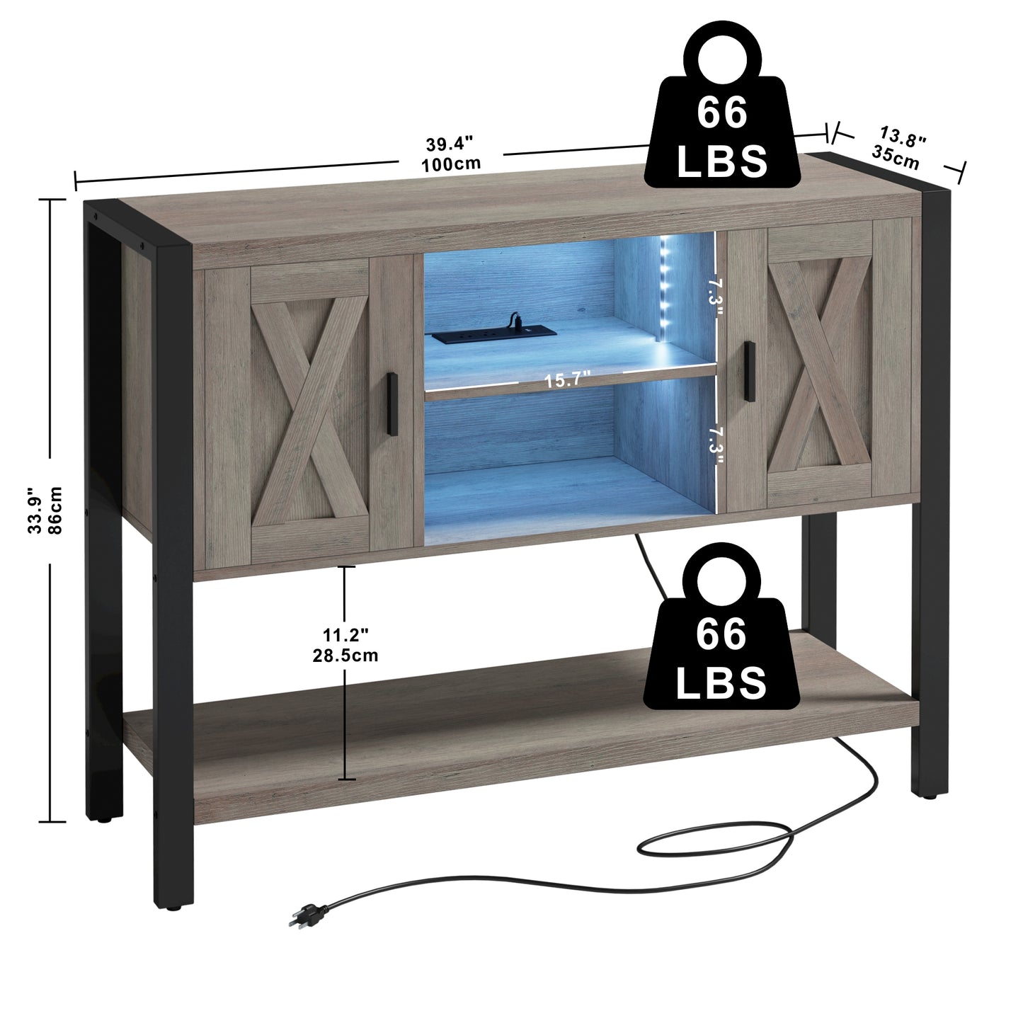 IRONCK Farmhouse Sideboard with Light