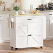 Rolling Kitchen Island with Drop Leaf