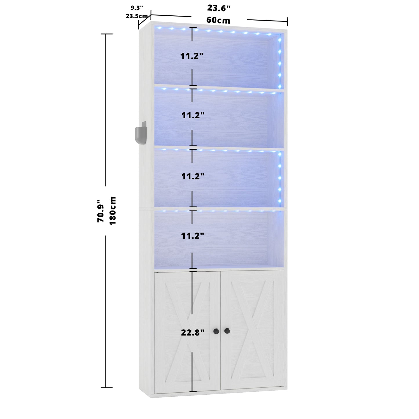 Bibliothèque haute avec lumières LED