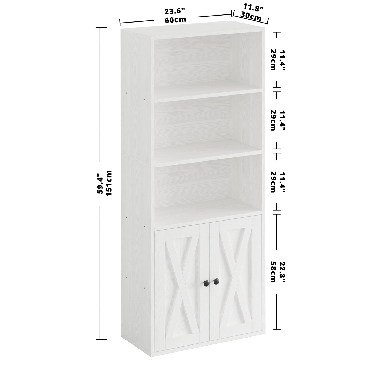Industrial Bookshelves and Bookcases with Doors 11.8'' Depth