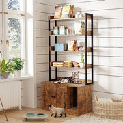 4 Tier Cat Litter Box Cabinet with Scratching Pad