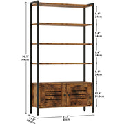 4 Tier Industrial Bookcase with Doors