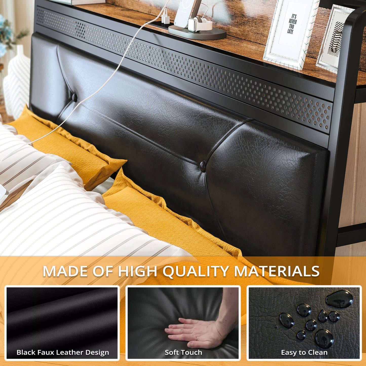 IRONCK LED King Size Bed with 4 Drawers