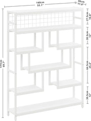 Industrial Open Display Shelves Geometric Bookcase with Sturdy Metal Frame