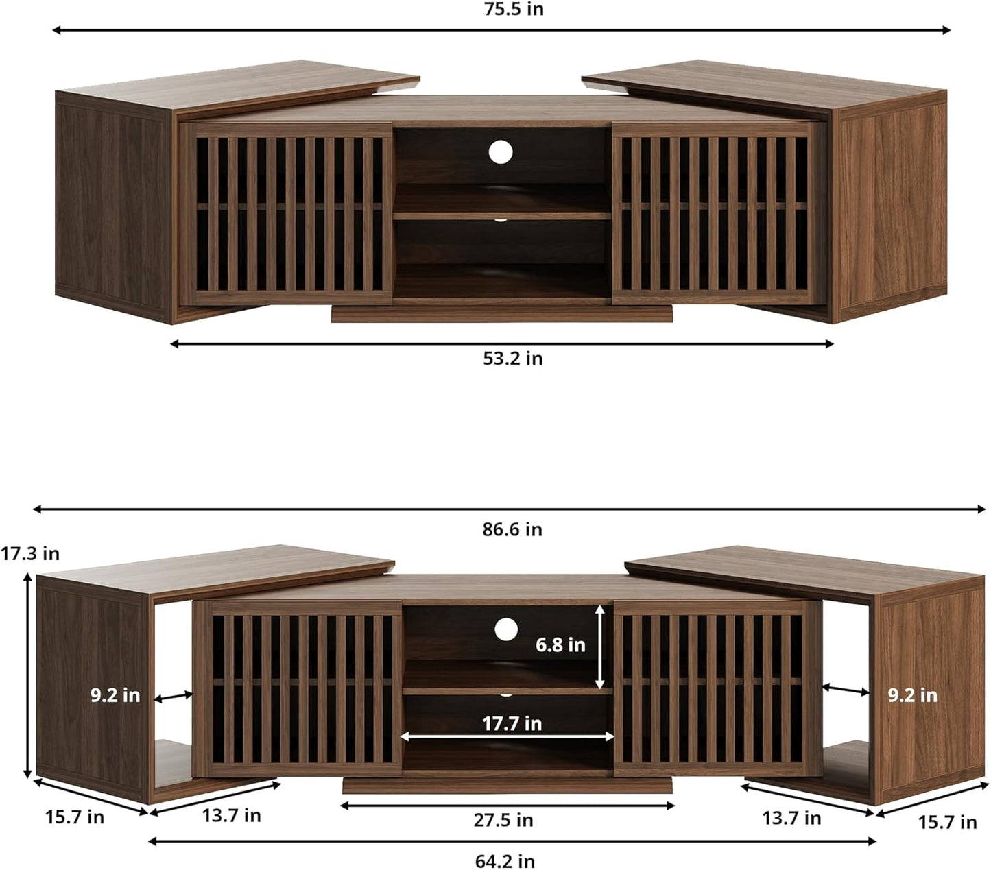 IRONCK Adjustable TV Stand for Living Room up to 75 Inches