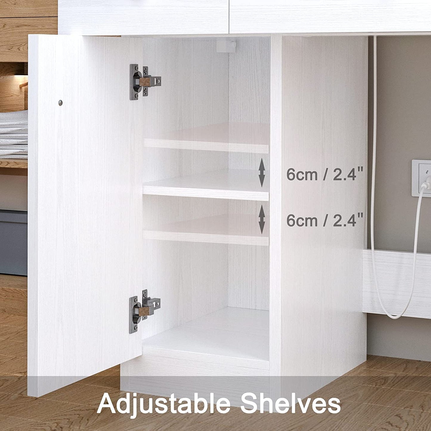 LED Makeup Table with Drawers- White