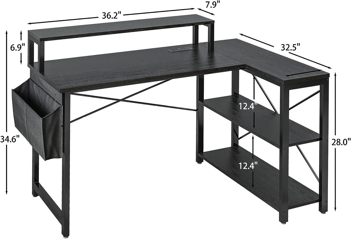 47 inch Corner Computer Desk with Monitor Stand