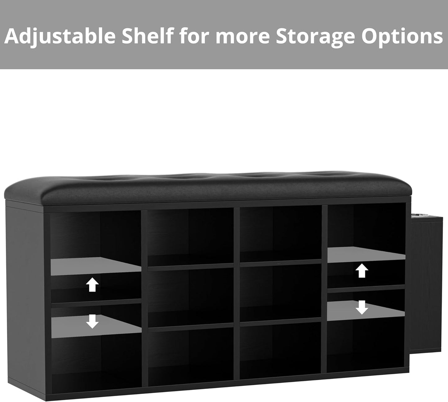 Ten Cubbies Storage Entryway Bench with PU Leather