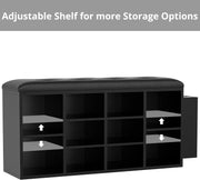 Ten Cubbies Storage Entryway Bench with PU Leather