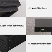 IRONCK Coffee Table with LED Light and Charging Station, 4 Storage Drawers