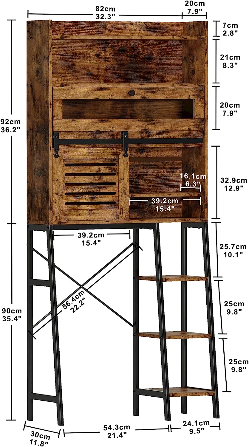 Bathroom Storage with Cabinet Vintage Brown