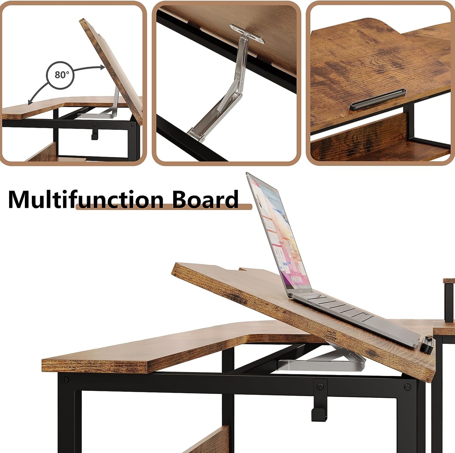 IRONCK 70.8" LED Computer Desk