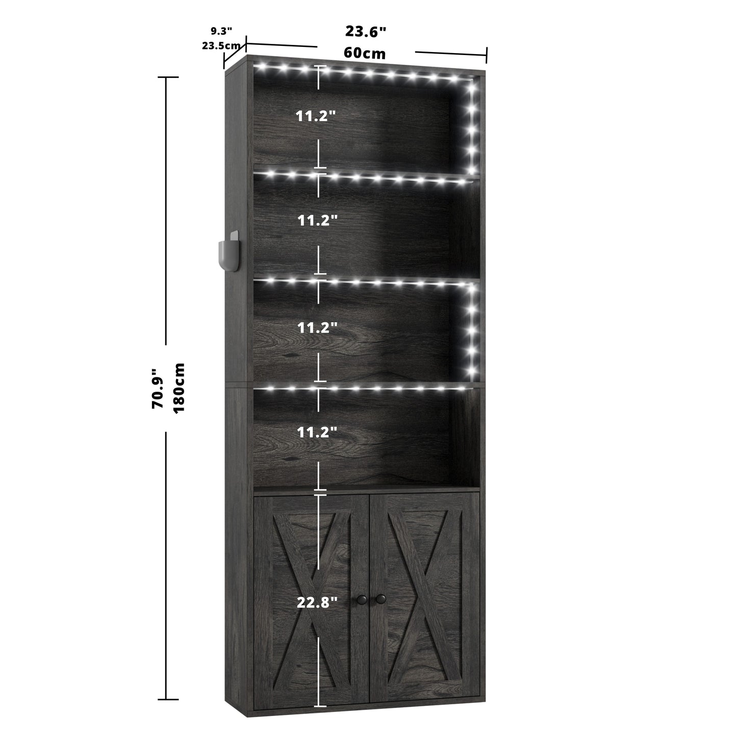 Bibliothèque haute avec lumières LED