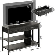 Industrielle TV-Konsole mit LED-Beleuchtung in Schwarz