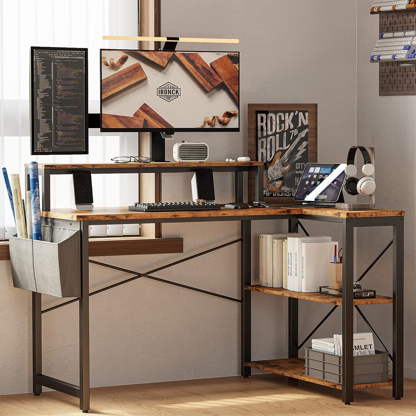 47 inch Corner Computer Desk with Monitor Stand