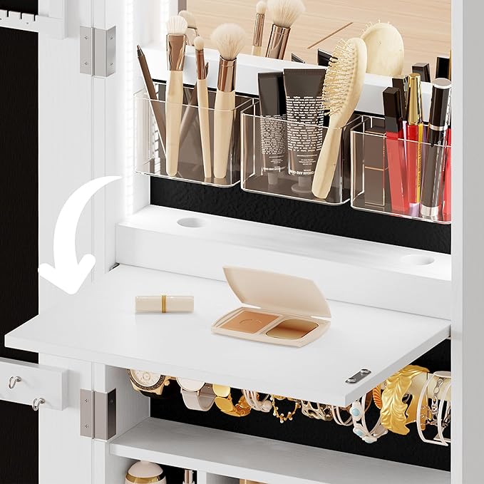 Jewelry Armoire Cabinet Organizer with Full-Length Mirror